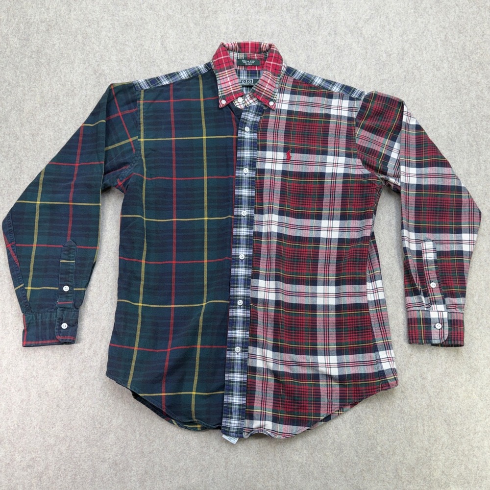 Vtg Polo Ralph Lauren Shirt Boys L Multi Plaid Preppy 90s Streetwear Grandpa USA
